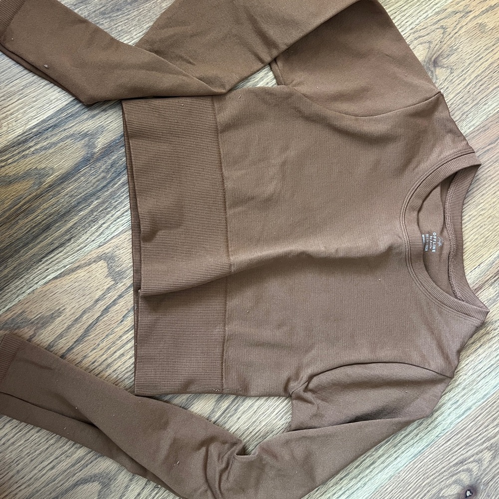 Aerie Offline Brown Long Sleeve Tee
